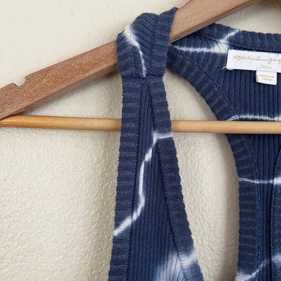 SPIRITUAL GANGSTER Jasper Tie Dye Rib Racerback Jumpsuit in Navy Shibori - Picture 5 of 5